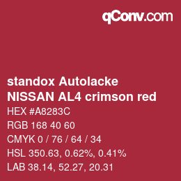 Color code: standox Autolacke - NISSAN AL4 crimson red | qconv.com