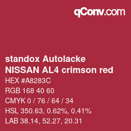 Code couleur: standox Autolacke - NISSAN AL4 crimson red | qconv.com