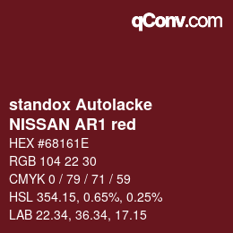 Código de color: standox Autolacke - NISSAN AR1 red | qconv.com