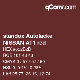 Color code: standox Autolacke - NISSAN AT1 red | qconv.com