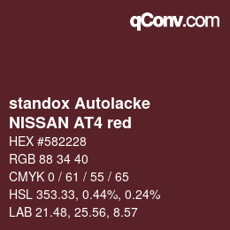 Code couleur: standox Autolacke - NISSAN AT4 red | qconv.com