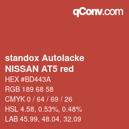 Color code: standox Autolacke - NISSAN AT5 red | qconv.com