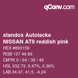 カラーコード: standox Autolacke - NISSAN AT9 reddish pink | qconv.com
