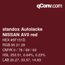 Color code: standox Autolacke - NISSAN AV0 red | qconv.com