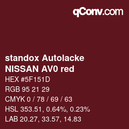 Code couleur: standox Autolacke - NISSAN AV0 red | qconv.com
