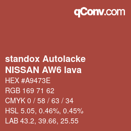 Color code: standox Autolacke - NISSAN AW6 lava | qconv.com