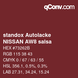 カラーコード: standox Autolacke - NISSAN AW8 salsa | qconv.com