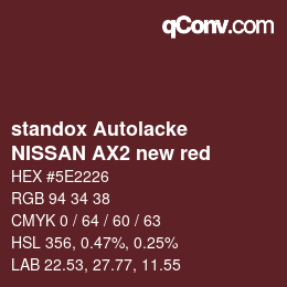 Color code: standox Autolacke - NISSAN AX2 new red | qconv.com