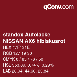 Color code: standox Autolacke - NISSAN AX6 hibiskusrot | qconv.com