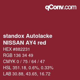 Code couleur: standox Autolacke - NISSAN AY4 red | qconv.com