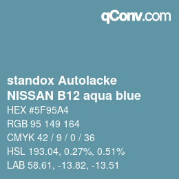 Color code: standox Autolacke - NISSAN B12 aqua blue | qconv.com