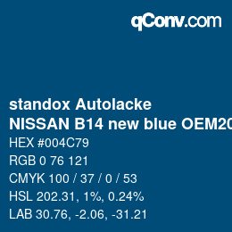 Color code: standox Autolacke - NISSAN B14 new blue OEM2005 | qconv.com