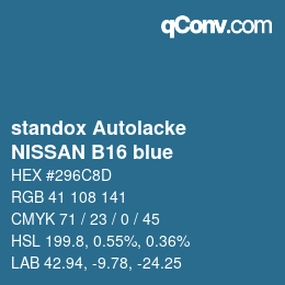 Color code: standox Autolacke - NISSAN B16 blue | qconv.com