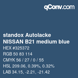 Color code: standox Autolacke - NISSAN B21 medium blue | qconv.com