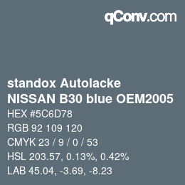 Color code: standox Autolacke - NISSAN B30 blue OEM2005 | qconv.com