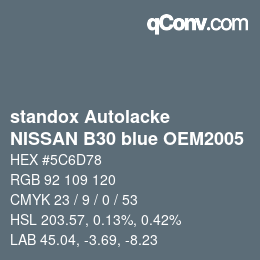 Code couleur: standox Autolacke - NISSAN B30 blue OEM2005 | qconv.com