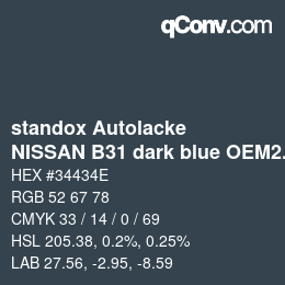 Color code: standox Autolacke - NISSAN B31 dark blue OEM2005 | qconv.com