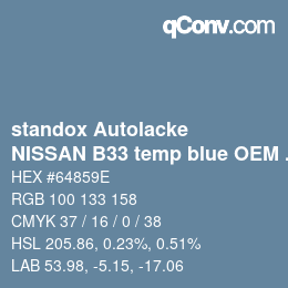 Color code: standox Autolacke - NISSAN B33 temp blue OEM 2006 | qconv.com