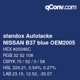 Code couleur: standox Autolacke - NISSAN B37 blue OEM2005 | qconv.com