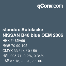 Farbcode: standox Autolacke - NISSAN B40 blue OEM 2006 | qconv.com