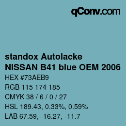 カラーコード: standox Autolacke - NISSAN B41 blue OEM 2006 | qconv.com