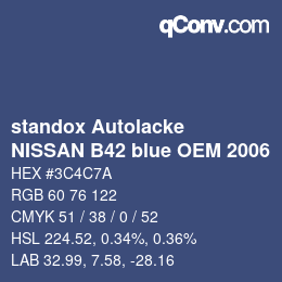 Color code: standox Autolacke - NISSAN B42 blue OEM 2006 | qconv.com