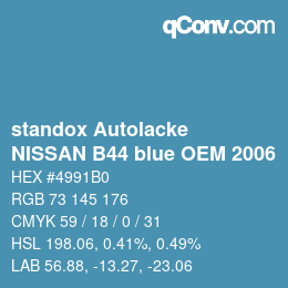 カラーコード: standox Autolacke - NISSAN B44 blue OEM 2006 | qconv.com