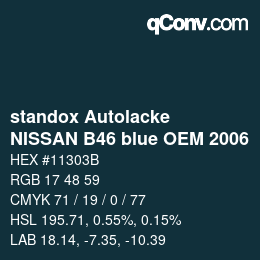 Farbcode: standox Autolacke - NISSAN B46 blue OEM 2006 | qconv.com