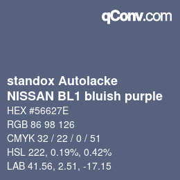 Color code: standox Autolacke - NISSAN BL1 bluish purple | qconv.com