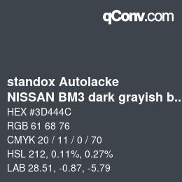 Color code: standox Autolacke - NISSAN BM3 dark grayish blue | qconv.com