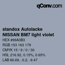 Código de color: standox Autolacke - NISSAN BM7 light violet | qconv.com