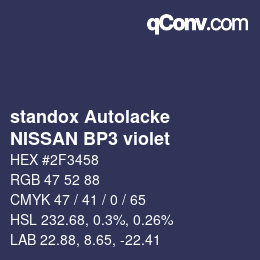 Color code: standox Autolacke - NISSAN BP3 violet | qconv.com