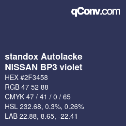 Code couleur: standox Autolacke - NISSAN BP3 violet | qconv.com
