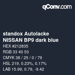 Code couleur: standox Autolacke - NISSAN BP9 dark blue | qconv.com
