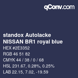 Farbcode: standox Autolacke - NISSAN BR1 royal blue | qconv.com