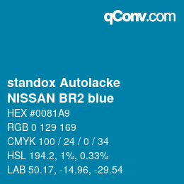 Código de color: standox Autolacke - NISSAN BR2 blue | qconv.com