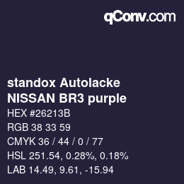 カラーコード: standox Autolacke - NISSAN BR3 purple | qconv.com