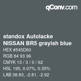 Code couleur: standox Autolacke - NISSAN BR5 grayish blue | qconv.com