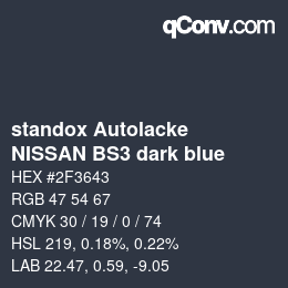 カラーコード: standox Autolacke - NISSAN BS3 dark blue | qconv.com