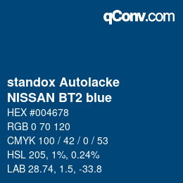 カラーコード: standox Autolacke - NISSAN BT2 blue | qconv.com