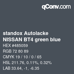Farbcode: standox Autolacke - NISSAN BT4 green blue | qconv.com