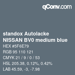 Code couleur: standox Autolacke - NISSAN BV0 medium blue | qconv.com
