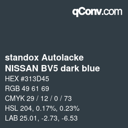 Code couleur: standox Autolacke - NISSAN BV5 dark blue | qconv.com
