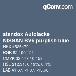 Código de color: standox Autolacke - NISSAN BV6 purplish blue | qconv.com