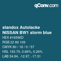 Code couleur: standox Autolacke - NISSAN BW1 storm blue | qconv.com