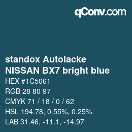 Color code: standox Autolacke - NISSAN BX7 bright blue | qconv.com