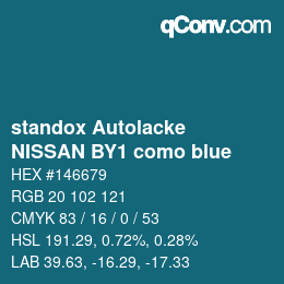 Código de color: standox Autolacke - NISSAN BY1 como blue | qconv.com