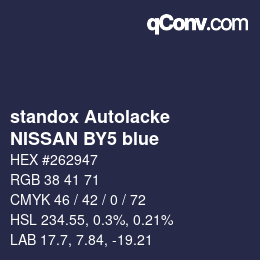 Color code: standox Autolacke - NISSAN BY5 blue | qconv.com