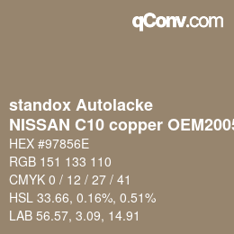 Code couleur: standox Autolacke - NISSAN C10 copper OEM2005 | qconv.com