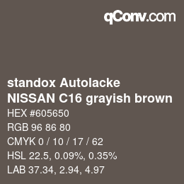 Farbcode: standox Autolacke - NISSAN C16 grayish brown | qconv.com